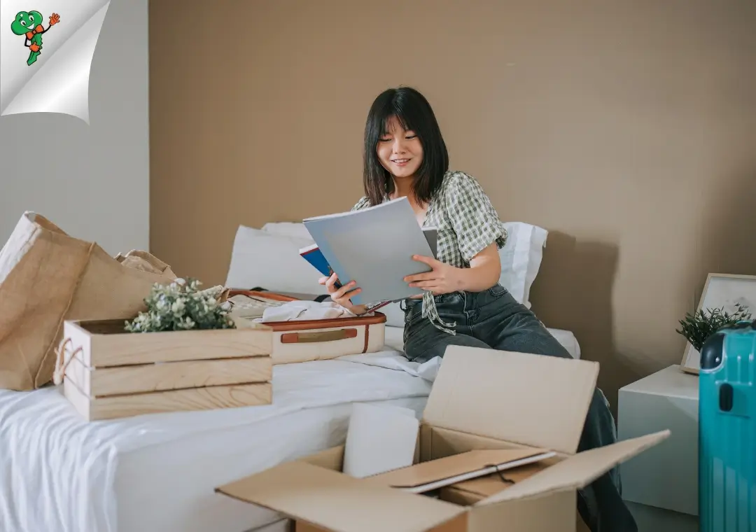 college student preparing stuff for her storage unit